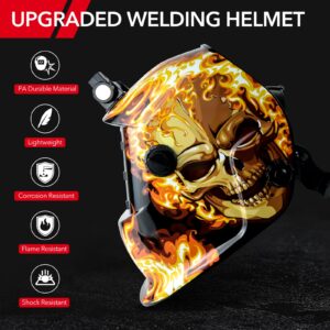 TRQWH Welding Hood Auto Darkening Welding Helmet with Light True Color 1/1/1/2 Top Optical Clarity Wide Shade 9-13 Welding Mask with Grinding Weld Helmet (KTS-HD104)