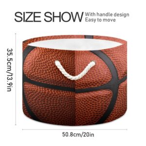 ALAZA Basketball Ball Texture Liner Storage Box Toy Basket Laundry Storage Organizer Bins with Handles Large Baskets for Living Room Nursery Decor