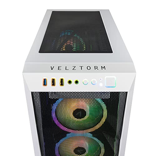 Velztorm White Pilum CTO Gaming Desktop PC Liquid-Cooled (AMD Ryzen 7 5700X 8-Core, GeForce RTX 3070 8GB, 32GB DDR4, 512GB PCIe SSD + 2TB HDD (3.5), RGB Fans, 750W PSU, AC WiFi, BT 5.0, Win11Pro)