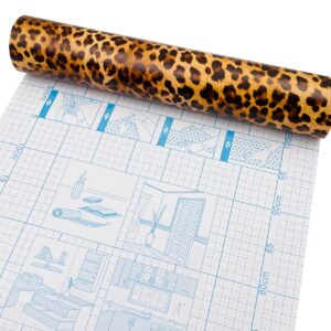 Yifasy 19.7 feet Wallpaper Roll Leopard Animal Print Peel and Stick Removable Shelf Liner Women Makeup Box Decor (236x17.7 Inch)