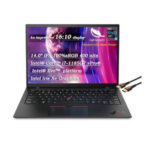 lenovo thinkpadx1 carbon gen9 intel evo laptop core i7-1185g7| windows11 pro| 14inch wqxga 16:10 ips display| backlit keyboard| thunderbolt4| wi-fi6| fingerprint| hdmicable (16gb ram | 1tb pcie ssd)