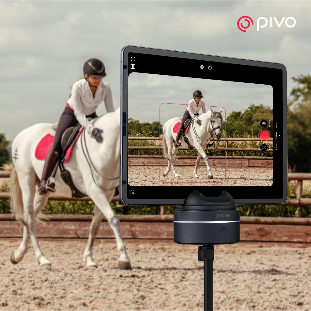 Pivo Max Performance Auto Tracking Phone Holder, Horse Tracker, Face & Body AI-Powered for Equestrians and Athletes, 360° Rotation for DSLR Camera with Remote Control