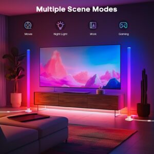 sympa RGB Floor Lamp, Smart LED Corner Lamp with App and Remote Control, 16 Million DIY Colors, Music Sync, Timer Setting, Ambiance Color Changing Floor Lamps for Living Room Bedroom Gaming Room