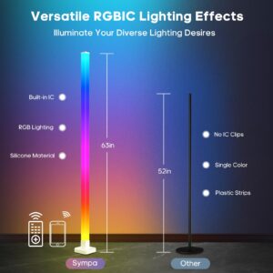 sympa RGB Floor Lamp, Smart LED Corner Lamp with App and Remote Control, 16 Million DIY Colors, Music Sync, Timer Setting, Ambiance Color Changing Floor Lamps for Living Room Bedroom Gaming Room