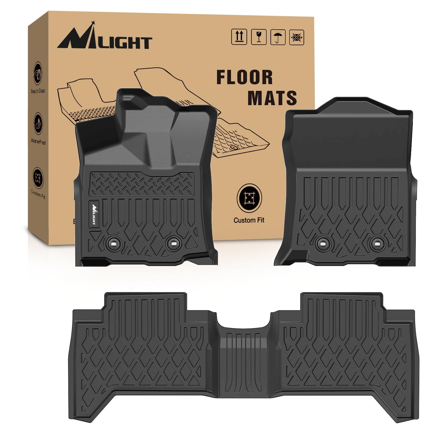 Nilight TPE Floor Mats for Toyota Tacoma Double Cab 2018 2019 2020 2021 2022 2023,All Weather Custom Fit Heavy Duty Floor Liners