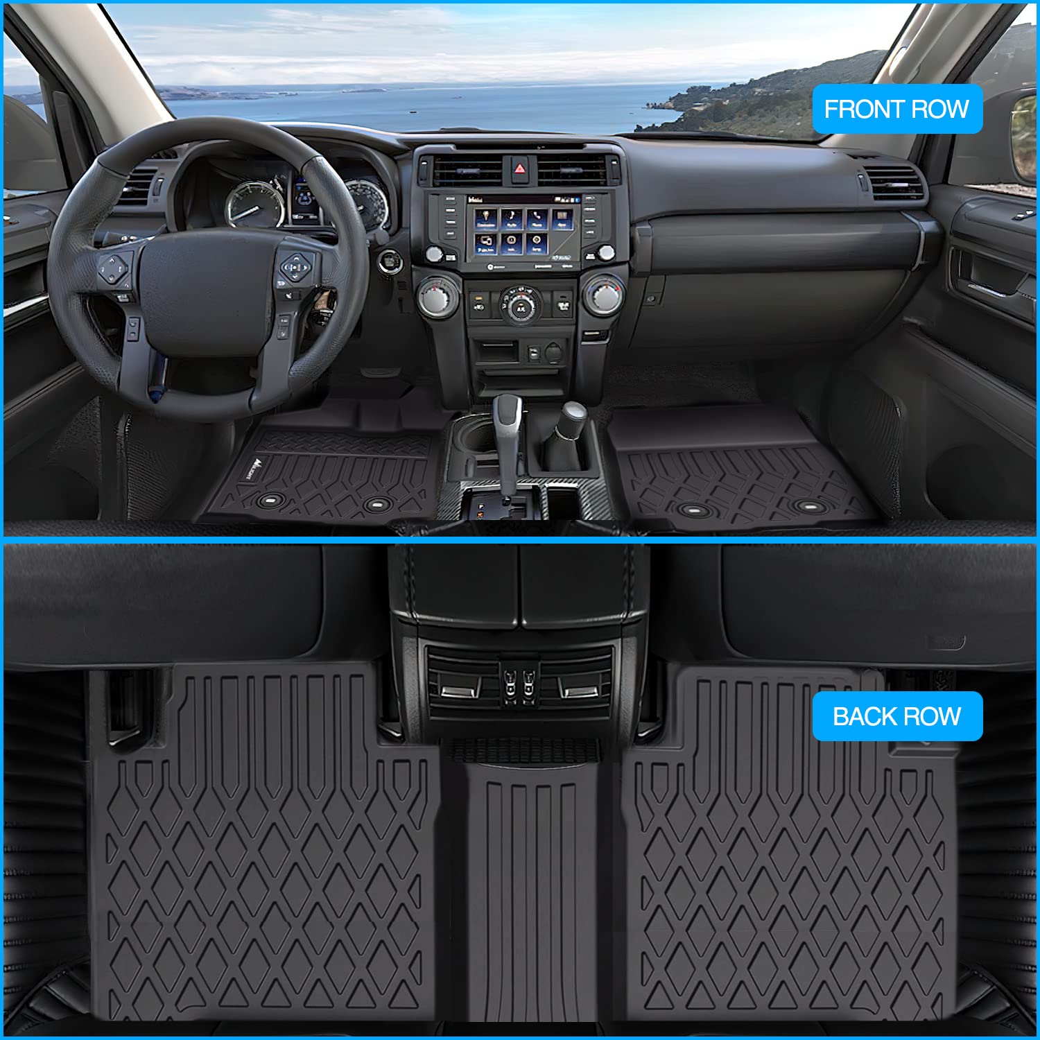 Nilight TPE Floor Mats for Toyota Tacoma Double Cab 2018 2019 2020 2021 2022 2023,All Weather Custom Fit Heavy Duty Floor Liners