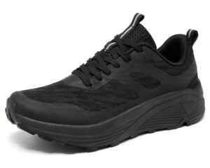 carenurse walking shoes women lightweight breathable mesh lace-up sneakers for women non-slip fashion comfort casual tennis running shoe black