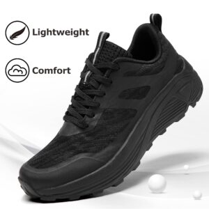 CARENURSE Walking Shoes Women Lightweight Breathable Mesh Lace-Up Sneakers for Women Non-Slip Fashion Comfort Casual Tennis Running Shoe Black