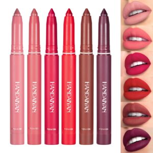 kimieye 6pcs lip liner pencil set, superstay retractable lip crayon, long lasting waterproof nude to red velvety matte finish lipstick lip makeup set for women, include built-sharpener (set b)