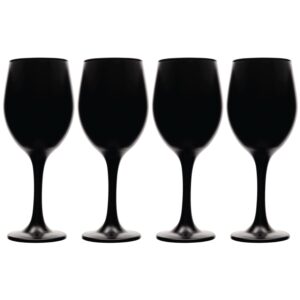 Vikko Black Wine Glasses, 14 Ounce Wine Glass, Set of 4 Matte Black Stemmed Wine Glasses for Red and White Wine, Thick and Durable Wine Glasses