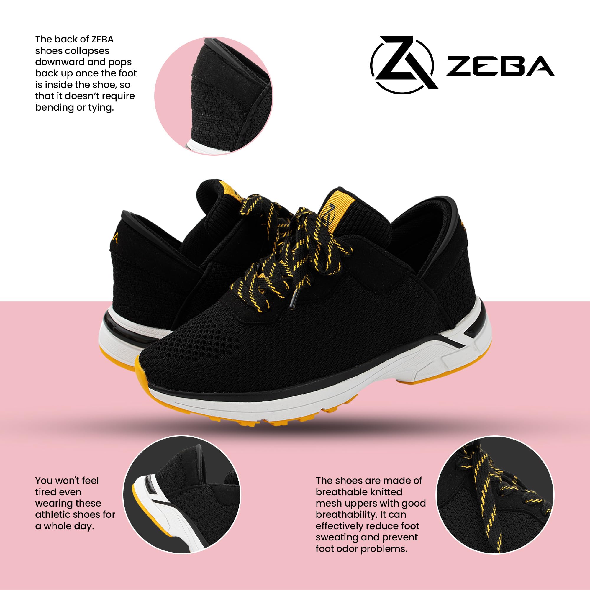 ZEBA Hands Free Slip on Sneakers for Women - Step Up Your Comfort and Style with Perfect Walking Shoes and Fashion Sneakers - Electric Black