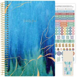bloom daily planners 2024 calendar year day planner (january 2024 - december 2024) - 5.5” x 8.25” - weekly/monthly agenda organizer book with stickers & bookmark - blue kintsugi