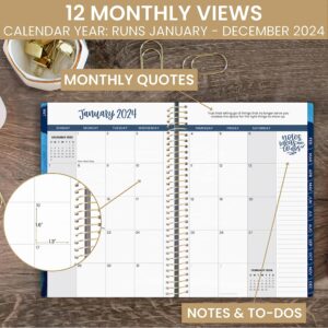 bloom daily planners 2024 Calendar Year Day Planner (January 2024 - December 2024) - 5.5” x 8.25” - Weekly/Monthly Agenda Organizer Book with Stickers & Bookmark - Blue Kintsugi