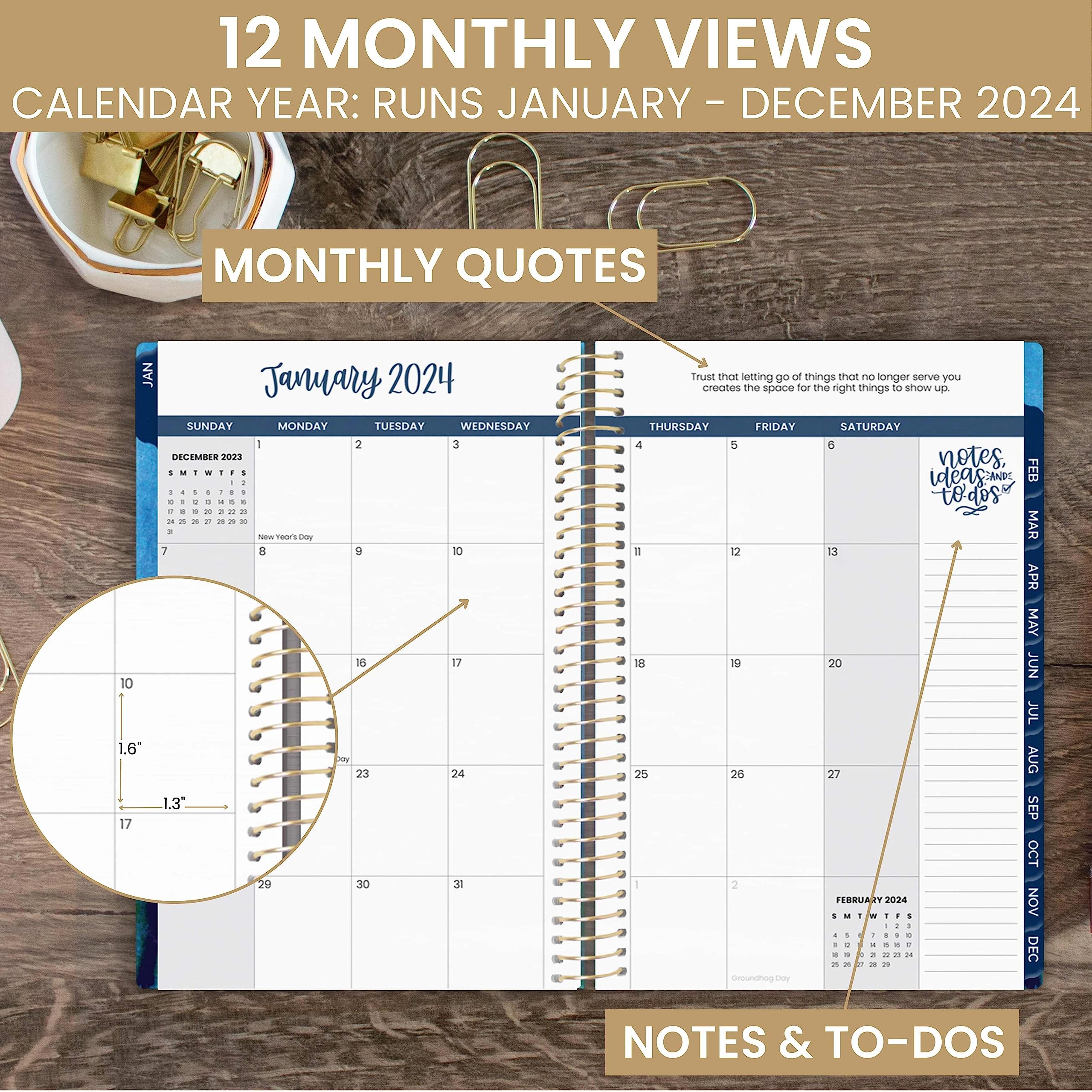 bloom daily planners 2024 Calendar Year Day Planner (January 2024 - December 2024) - 5.5” x 8.25” - Weekly/Monthly Agenda Organizer Book with Stickers & Bookmark - Blue Kintsugi