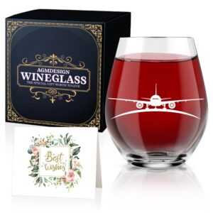 agmdesign funny double sided good day bad day don't even ask flight attendants wine glass with gift box, gifts for retired pilot, flight attendants helicopter aviator, retirement gifts for coworkers