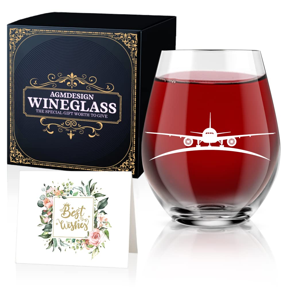 AGMDESIGN Funny Double sided Good Day Bad Day Don't Even Ask Flight Attendants Wine Glass With Gift Box, Gifts for Retired Pilot, Flight Attendants Helicopter Aviator, Retirement Gifts for Coworkers