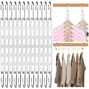 12 pack space saving hangers for clothes, collapsible metal hangers organizer, closet hangers space saver, clothes hanger organizer, magic hangers for organization and storage, dorm room essentials