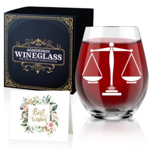 agmdesign funny good day bad day don't even ask lawyer stemless wine glass, double sided wine glass, legal assistant gift for attorney, lawyer gifts for women and men, paralegal law school students