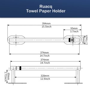 Ruacq Brushed Nickel Paper Towel Holder Self Adhesive Double Post Pivoting Round Base Under Cabinet Paper Towel Holder for Kitchen Self-Adhesive or Drill mounting