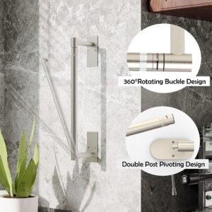 Ruacq Brushed Nickel Paper Towel Holder Self Adhesive Double Post Pivoting Round Base Under Cabinet Paper Towel Holder for Kitchen Self-Adhesive or Drill mounting