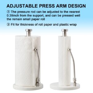 Kitchen Paper Towel Holder - LUKA Ceramic Weighted Base Modern Paper Towel Standing Fits Standard & Jumbo Rolls; Adjustable Spring Arm Upright Easy Tear Paper Towel Dispenser for Countertop Tables