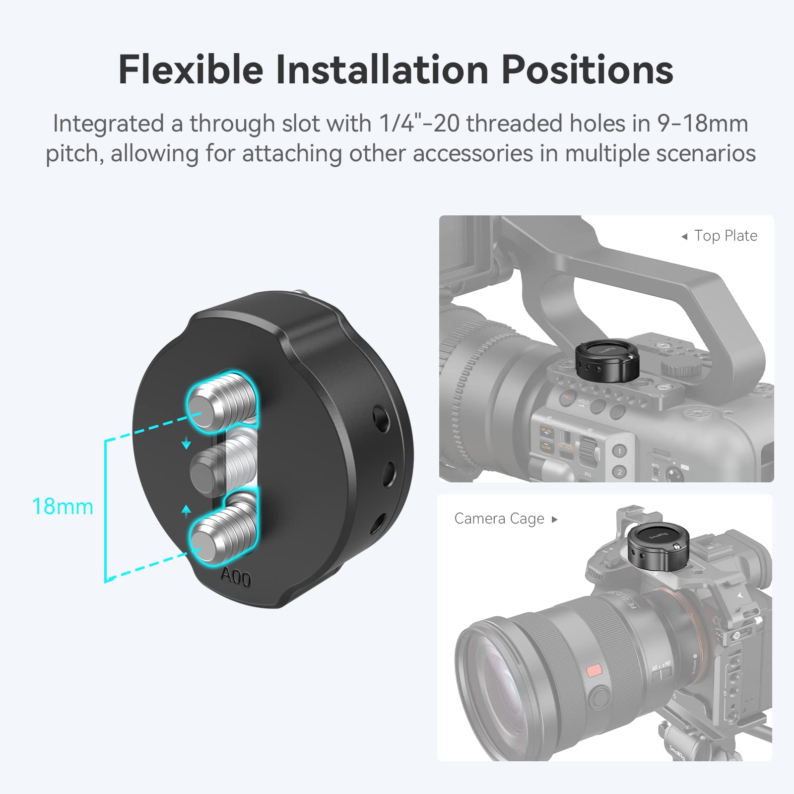 SMALLRIG Cage for AirTag, Camera Adapter Mount with Dual 1/4"-20 Screw Mount Compatible with Camera Cage Camera Plate - MD4149