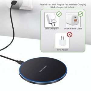20W Wireless Charger Pad,Fast Wireless Charging Compatible with iPhone 15/15 Pro/14 Pro Max/14/13/12/11/SE/X/XR/AirPods,15W Phone Induction Charge Station for Samsung,Pixel,Xperia,LG G8(No Plug)