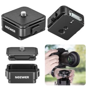 neewer arca type quick release plate kit, four side slot compatible with arca swiss camera mount adapter with 1/4” 3/8" threads for gimbal stabilizer tripod head slider, max load 17.6lb/8kg, ca009
