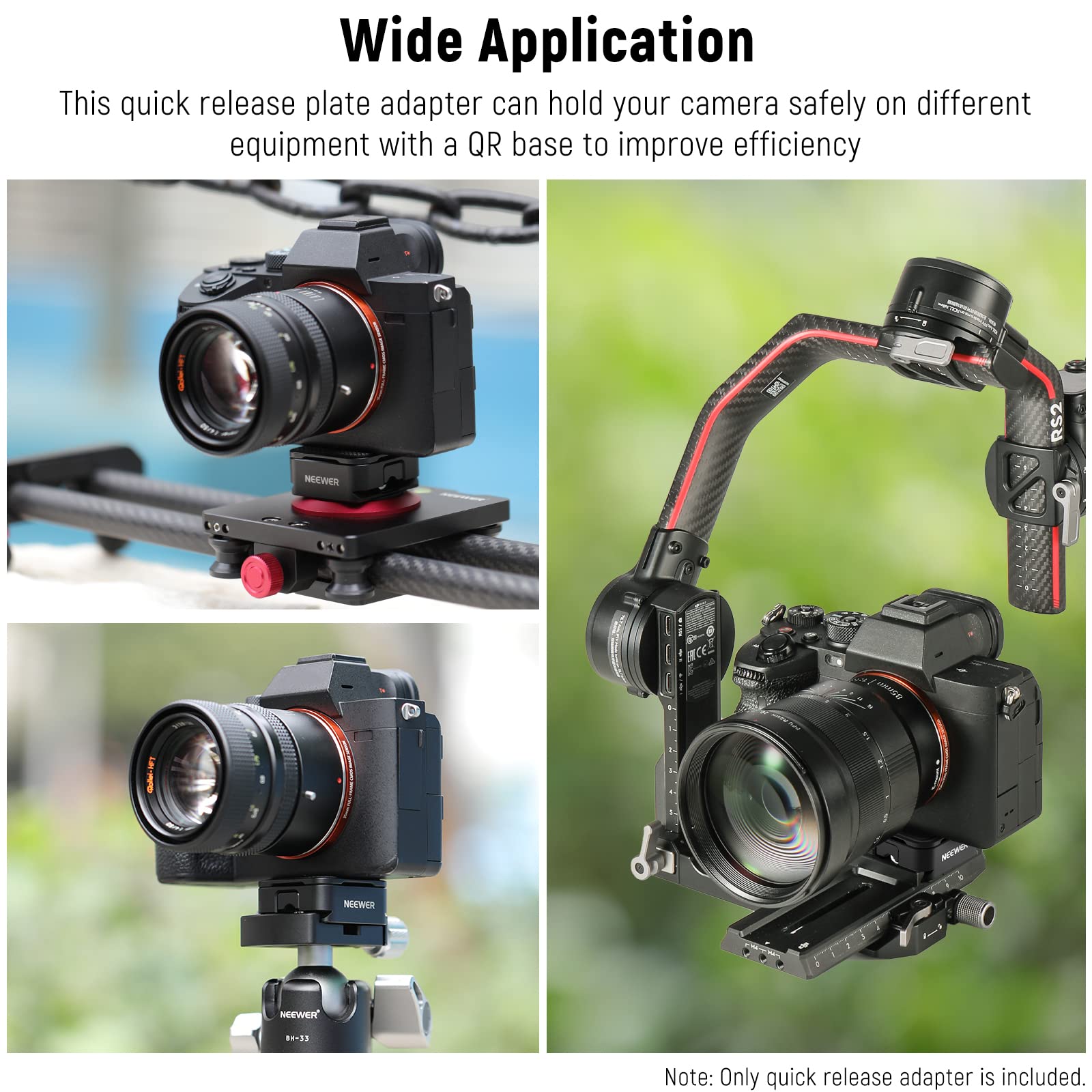 NEEWER Arca Type Quick Release Plate Kit, Four Side Slot Compatible with Arca Swiss Camera Mount Adapter with 1/4” 3/8" Threads for Gimbal Stabilizer Tripod Head Slider, Max Load 17.6lb/8kg, CA009