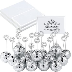 maitys disco ball place card holder table number holders disco silver picture holders photo stand swirl wire place name card clips picture holder stand for christmas wedding party(2 inch, 60 pcs)