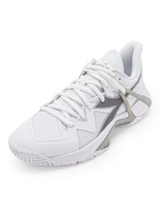diadora women's b.icon 2 all ground tennis shoe (white/silver, 8)