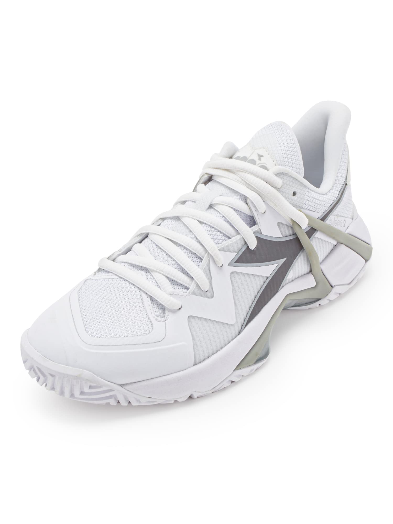 Diadora Women's B.Icon 2 All Ground Tennis Shoe (White/Silver, 8)