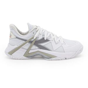 Diadora Women's B.Icon 2 All Ground Tennis Shoe (White/Silver, 8)