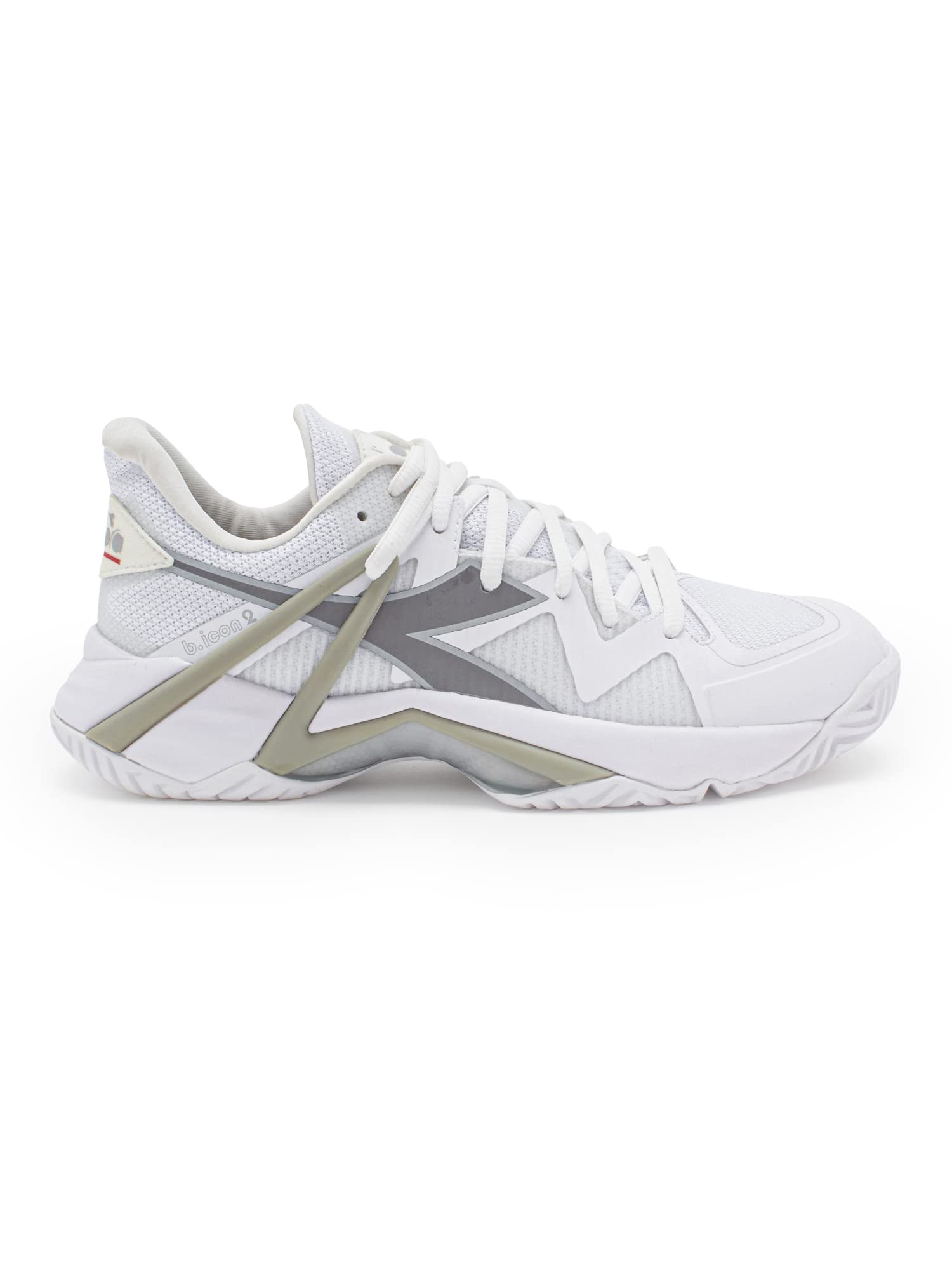 Diadora Women's B.Icon 2 All Ground Tennis Shoe (White/Silver, 8)