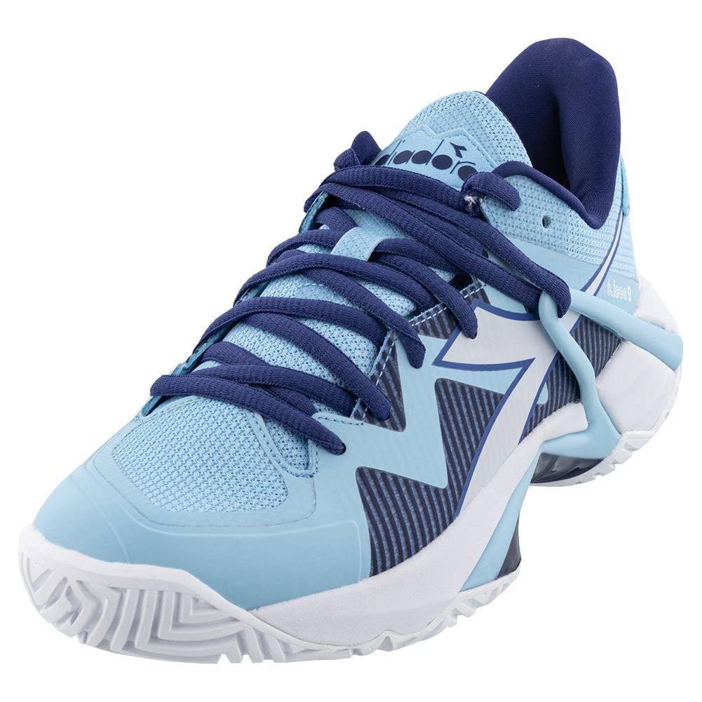 Diadora Women's B.Icon 2 Clay Tennis Shoe (Bright Baby Blue/White, 10)