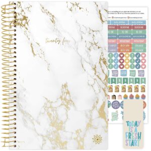 bloom daily planners 2024 calendar year day planner (january 2024 - december 2024) - 5.5” x 8.25” - weekly/monthly agenda organizer book with stickers & bookmark - marble