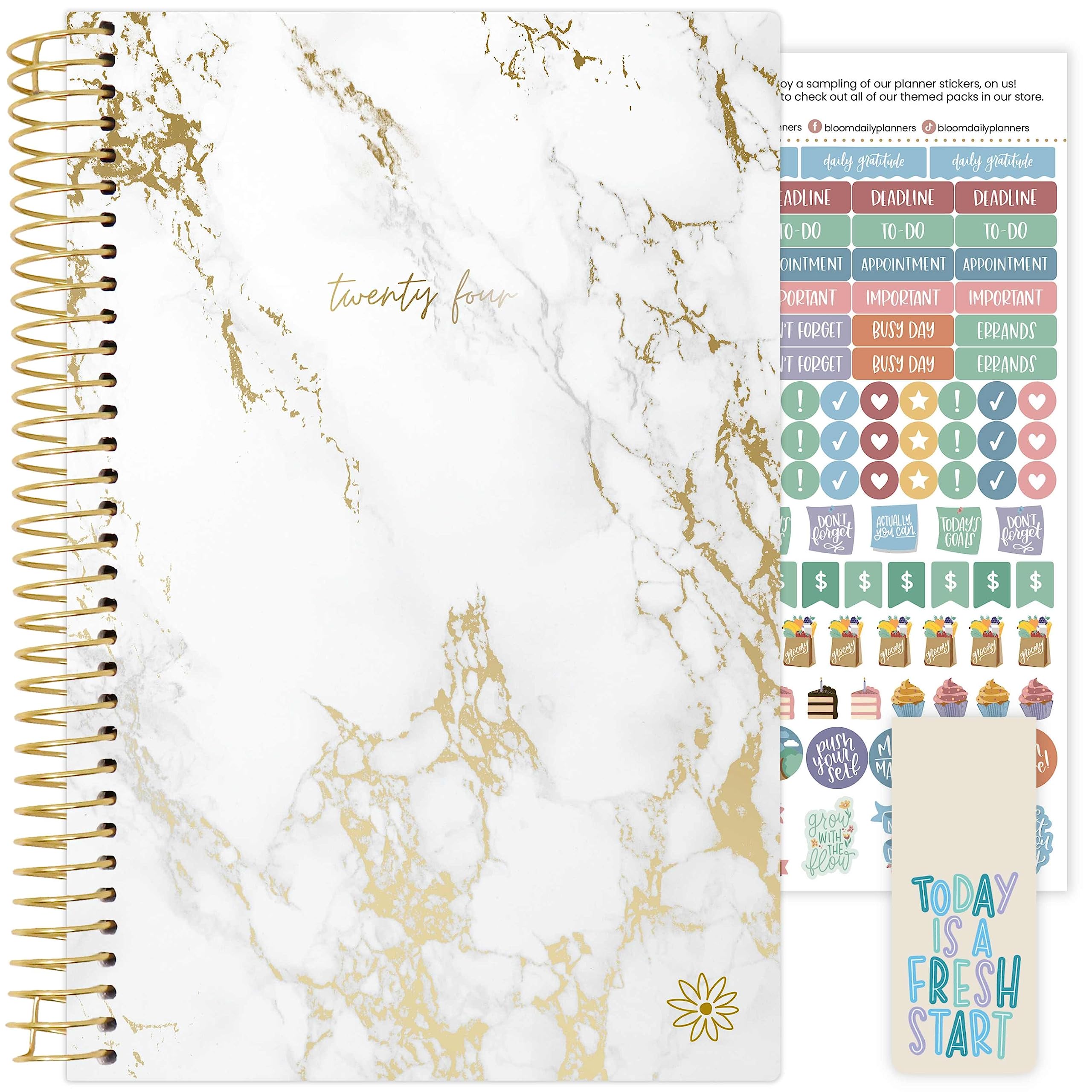 bloom daily planners 2024 Calendar Year Day Planner (January 2024 - December 2024) - 5.5” x 8.25” - Weekly/Monthly Agenda Organizer Book with Stickers & Bookmark - Marble