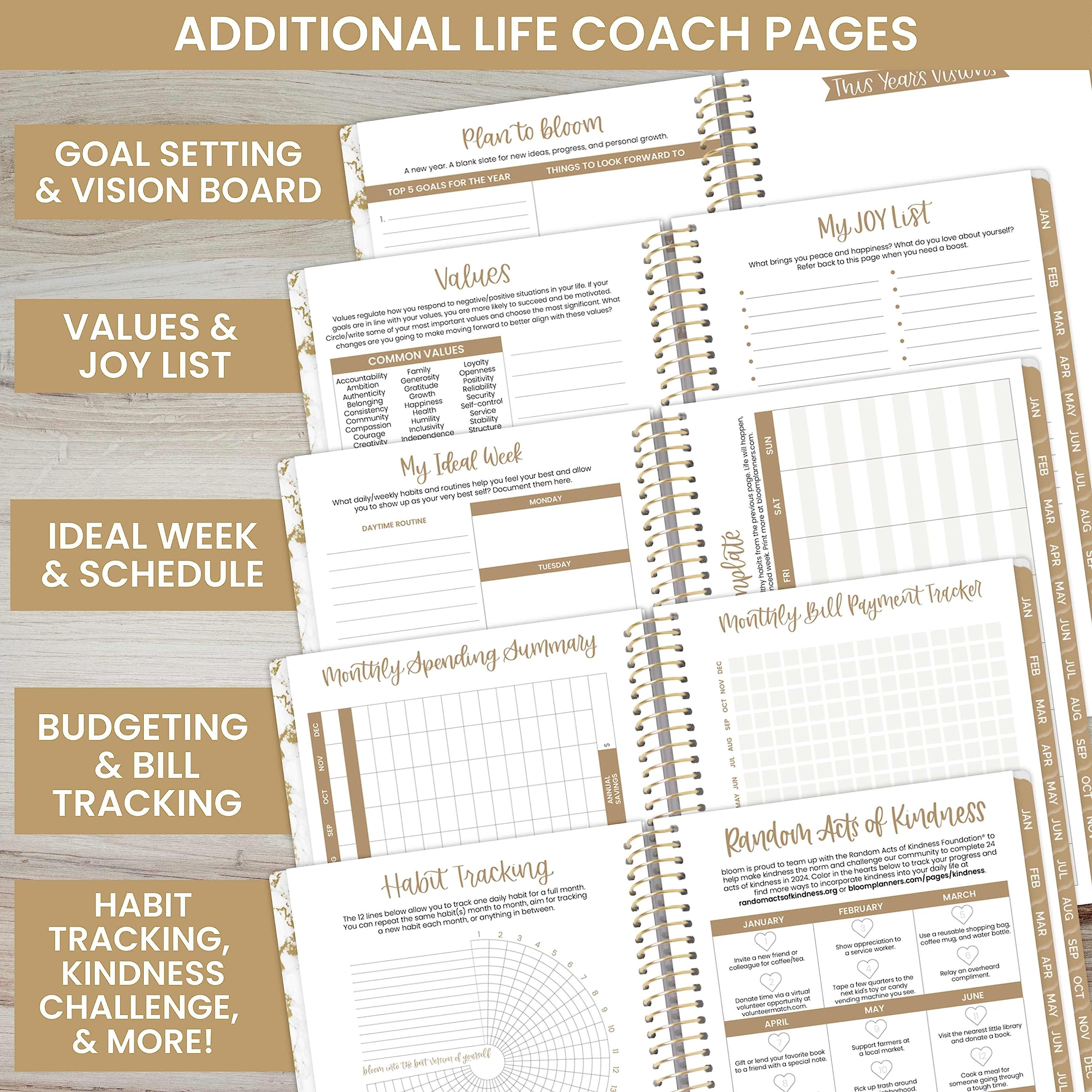 bloom daily planners 2024 Calendar Year Day Planner (January 2024 - December 2024) - 5.5” x 8.25” - Weekly/Monthly Agenda Organizer Book with Stickers & Bookmark - Marble