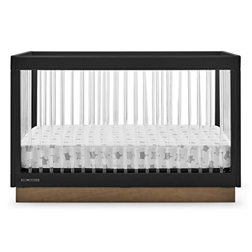 Delta Children James Acrylic 4-in-1 Convertible Crib - Greenguard Gold Certified, Midnight Grey/Acorn