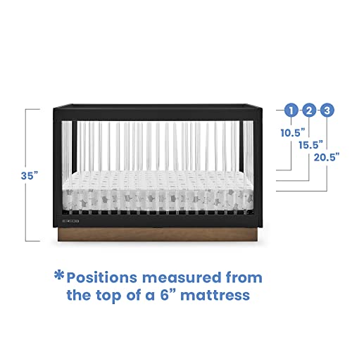 Delta Children James Acrylic 4-in-1 Convertible Crib - Greenguard Gold Certified, Midnight Grey/Acorn