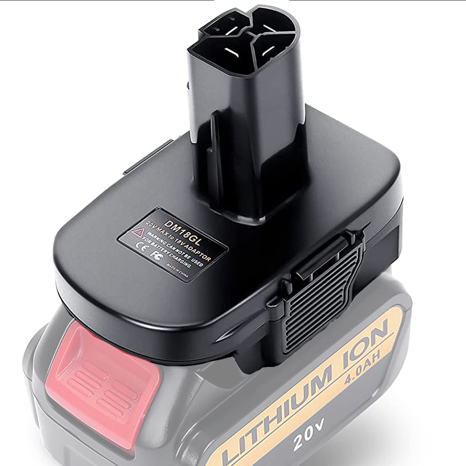 Lilocaja DM18GL Battery Adapter for Craftsman C3 19.2V Cordless Tools, Converts Dewalt 20V Li-ion or Milwaukee M18 18V Li-ion Battery to Craftsman 19.2V Li-ion & Ni-Cd Battery, with USB Port