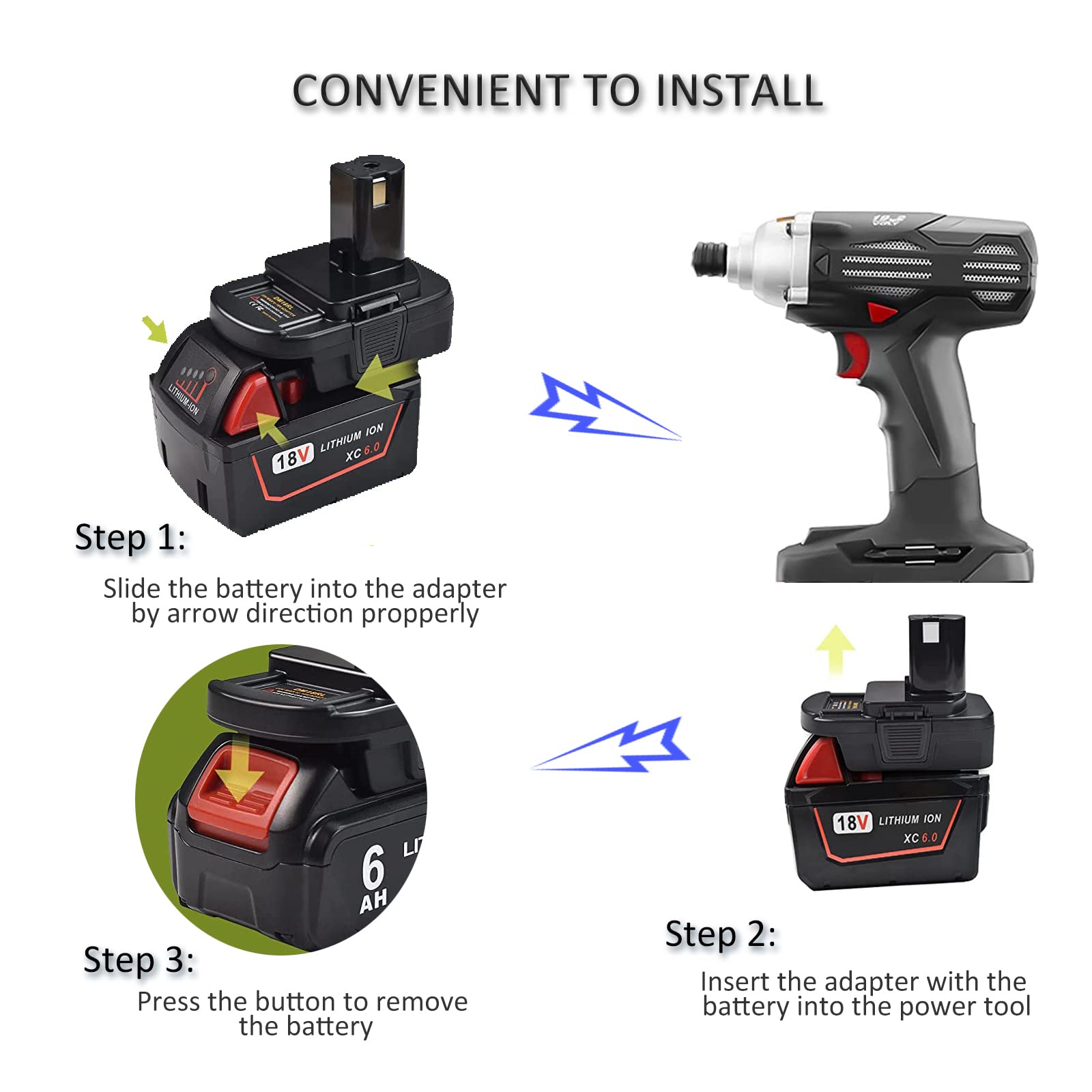 Lilocaja DM18GL Battery Adapter for Craftsman C3 19.2V Cordless Tools, Converts Dewalt 20V Li-ion or Milwaukee M18 18V Li-ion Battery to Craftsman 19.2V Li-ion & Ni-Cd Battery, with USB Port