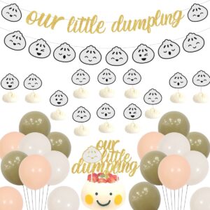 Dumplings Party Decoration for Birthday Baby Shower Dumplings Theme Banner Garland Little Dumpling Cake Cupcake Toppers for Little Dumpling Theme Birthday Supplies