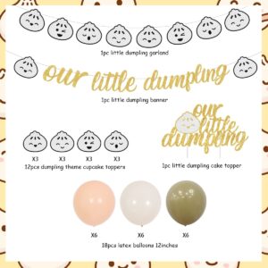 Dumplings Party Decoration for Birthday Baby Shower Dumplings Theme Banner Garland Little Dumpling Cake Cupcake Toppers for Little Dumpling Theme Birthday Supplies