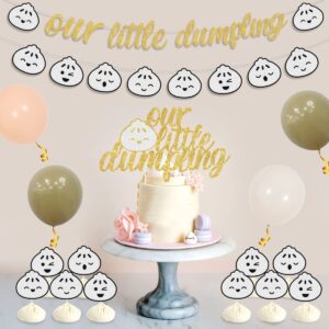 Dumplings Party Decoration for Birthday Baby Shower Dumplings Theme Banner Garland Little Dumpling Cake Cupcake Toppers for Little Dumpling Theme Birthday Supplies