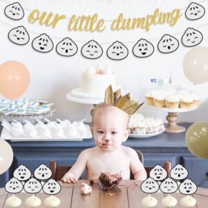 Dumplings Party Decoration for Birthday Baby Shower Dumplings Theme Banner Garland Little Dumpling Cake Cupcake Toppers for Little Dumpling Theme Birthday Supplies