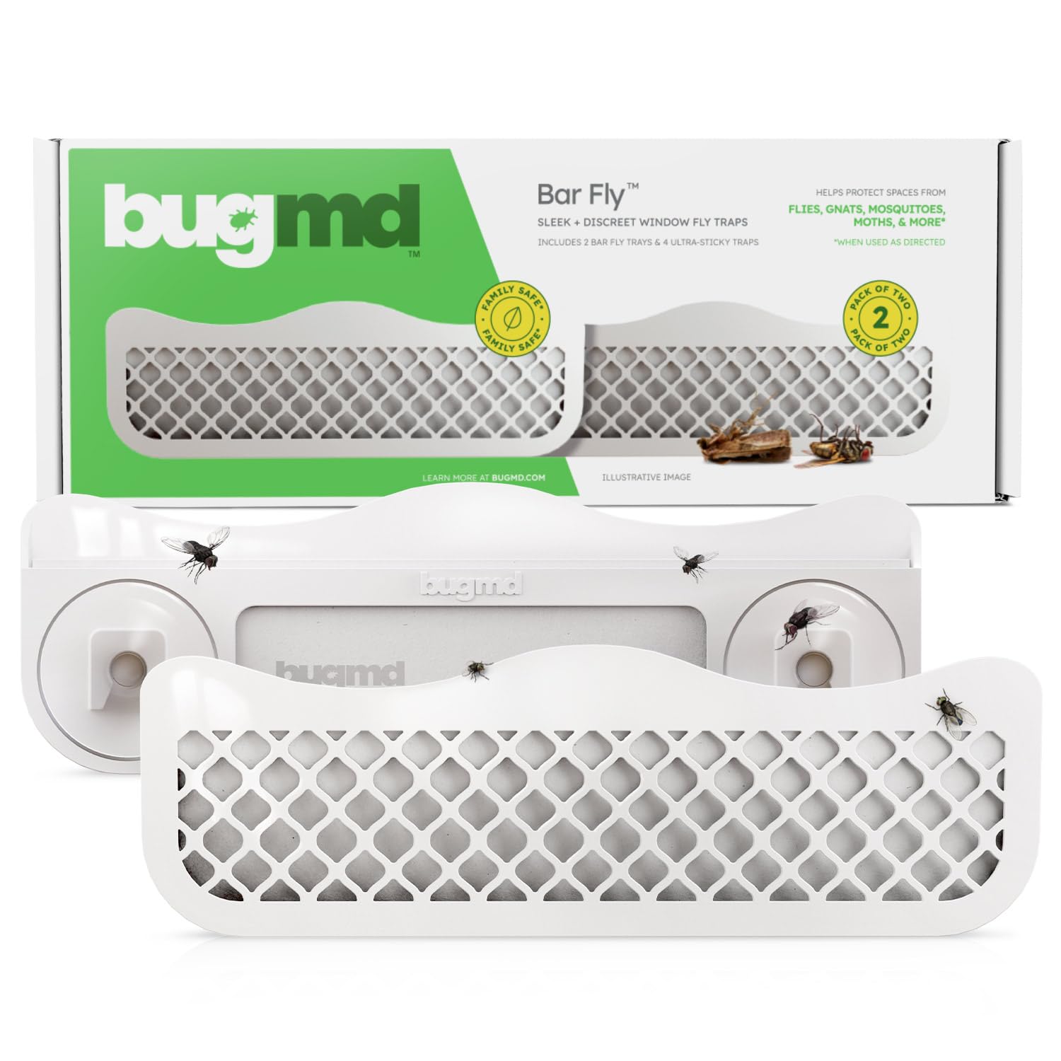 BugMD Barfly - Window Fly Traps (2 Pack) - Window Fly Paper Trap for Indoor, Window Fly Strips/Tape for Home, Fly Catcher/Control