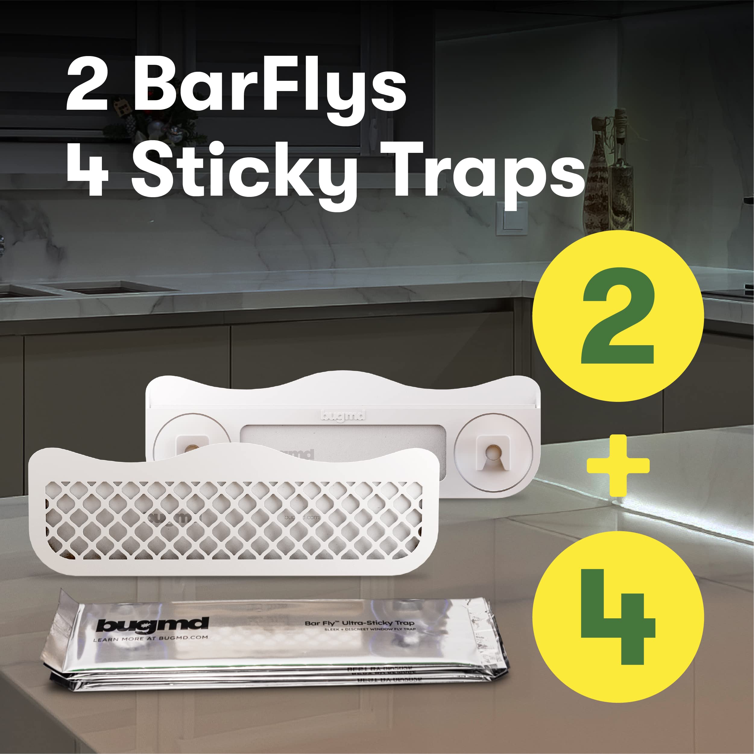 BugMD Barfly - Window Fly Traps (2 Pack) - Window Fly Paper Trap for Indoor, Window Fly Strips/Tape for Home, Fly Catcher/Control