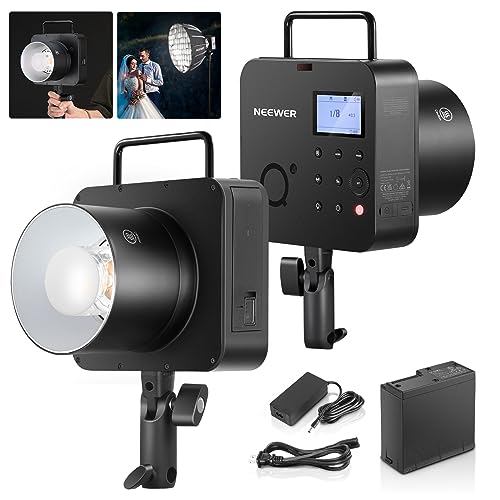 NEEWER Q4 400Ws 2.4G TTL Outdoor Studio Flash Strobe (New Look),1/8000 HSS 2800mAh Battery Powered Photography Monolight Speedlite 30W Modeling Lamp/400 Full Power Flash/0.01-1.2s Recycle/Bowens Mount