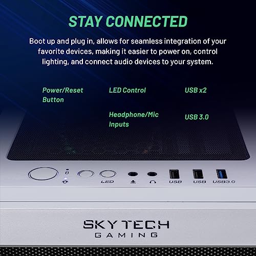 Skytech Gaming Chronos Gaming PC Desktop – AMD Ryzen 7 5800X 3.8 GHz, NVIDIA RTX 4070 Ti, 1TB NVME SSD, 16GB DDR4 RAM 3200, 750W Gold PSU, 360mm AIO, 11AC Wi-Fi, Windows 11 Home 64-bit,White